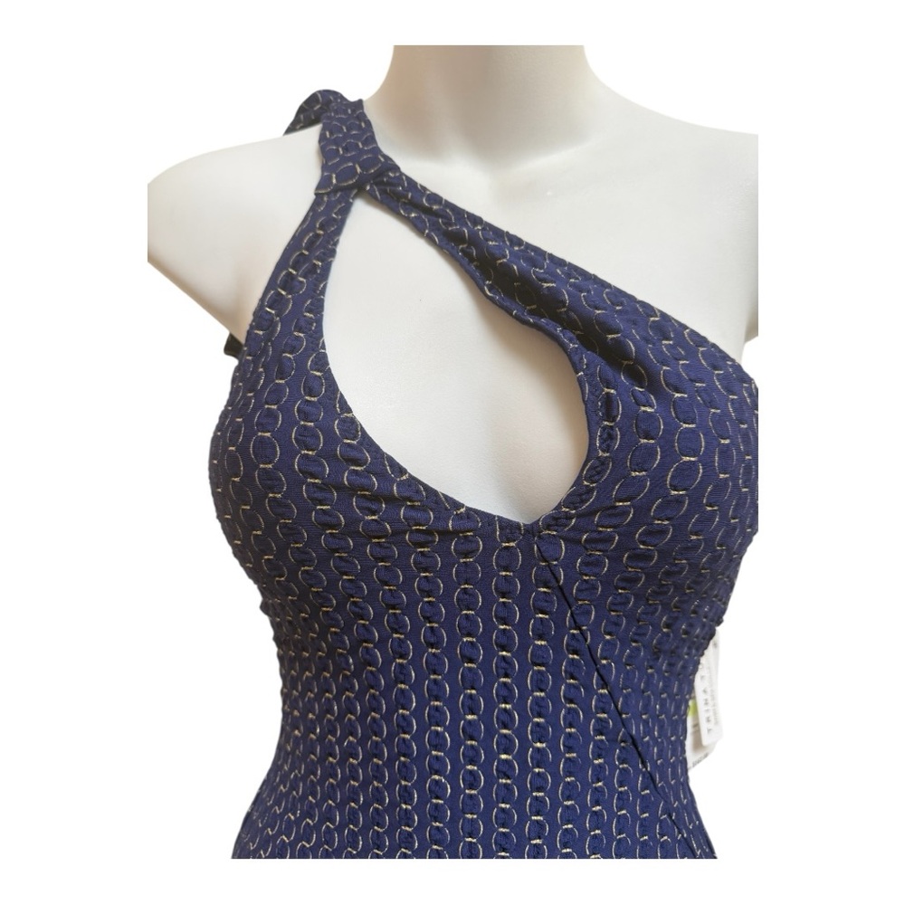 Elegant Navy One-Shoulder Trina Turk Swimsuit Small NWT - Picture 2 of 4